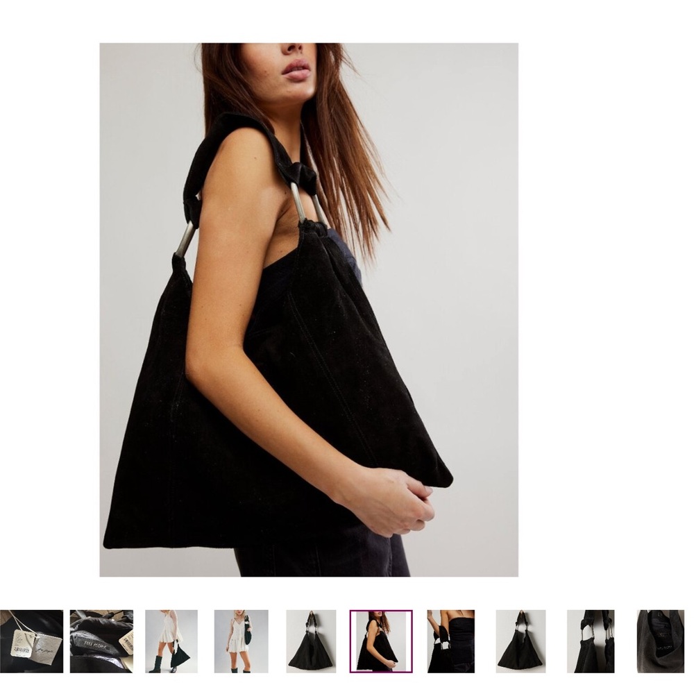 Free People Black Suede Hobo Shoulder Bag - Picture 4 of 4